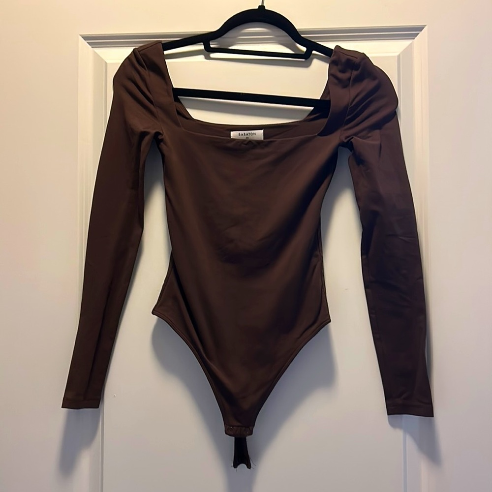 Babaton countour chocolate brown long sleeved body suit
